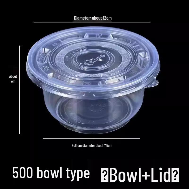 Disposable Plastic Bowls with Lids, 50-Pack