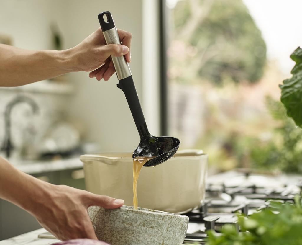Joseph Joseph Elevate Silicone Ladle Spoon, BPA-Free, Heat-Resistant Non-Stick Kitchen Utensil with Weighted Stainless Steel Handle [Authentic] 10572