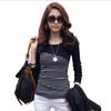 2019 Autumn/Winter Women's Slim Striped Long-Sleeve Round Neck T-Shirt