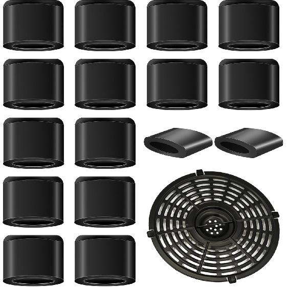 16 Pcs Rubber Non-Scratch Protective Covers Tip Silicone Pieces Air Fryer Tray Rubber Feet Air Fryer Rubber Bumpers Air Fryer Replacement Parts