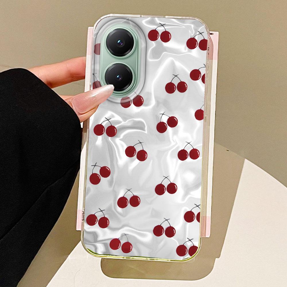

Fruit Red Cherry Women Girls Feather Texture Phone Case for Xiaomi Poco X5 X7 M6 Pro X6 X3 Pro NFC C75 C71 C65 C61 M5S TPU Cover Redmi Note 13 Pro 5G білий