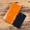 Women'S Leather Long Zipper Clutch Bag Oil Wax Leather Wallet Cowhide Change Bag Key Card Bag