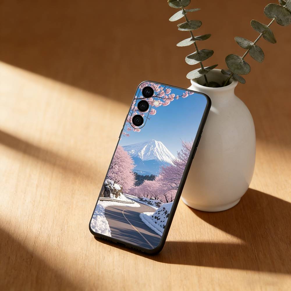 Mount Fuji Sonnenuntergang Handyhülle Für Samsung Galaxy A20,21s,22,31,32,52,53,72,73,80,91 Weiche Schwarze Hülle