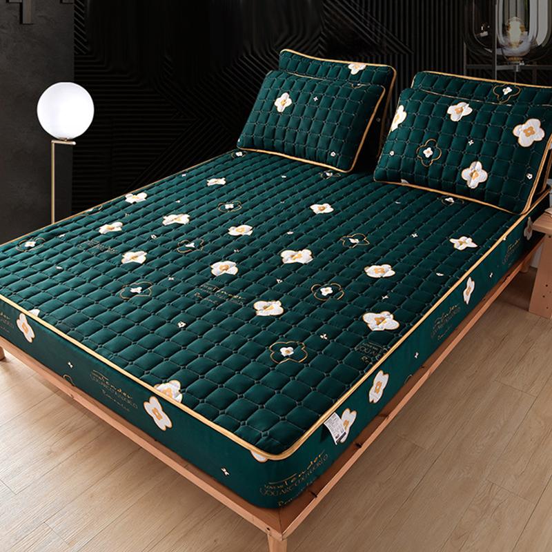 1 ks Prošívané bavlněné prostěradlo, Voděodolný voděodpudivý chránič matrace, Měkké ložní prádlo, Protiskluzový silný chránič matrace, Prachotěsný ochranný potah