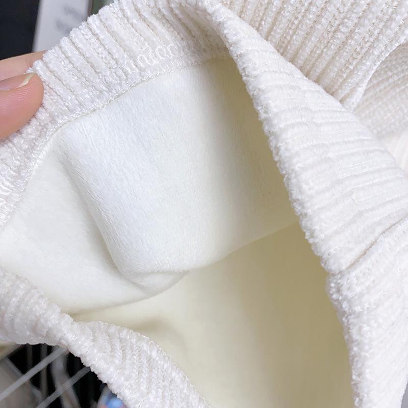 Very Fishy Girls' Winter Ribbed Wide-Leg Trousers (WE592): Thickened for Warmth