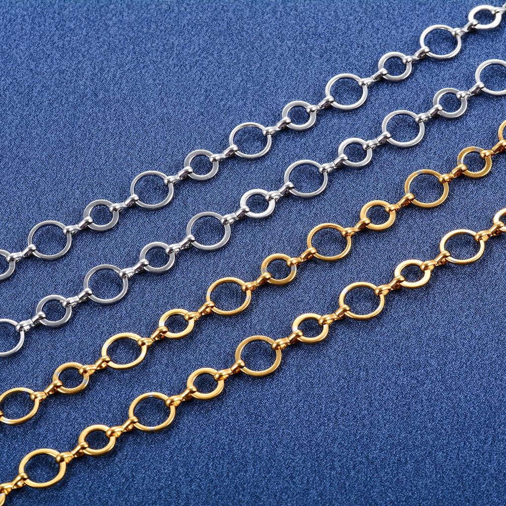 10mm Handmade Stainless Steel Necklace Round Circle Link Chain for Women Men Geometric Gold Color Plated Choker Metal Jewelry