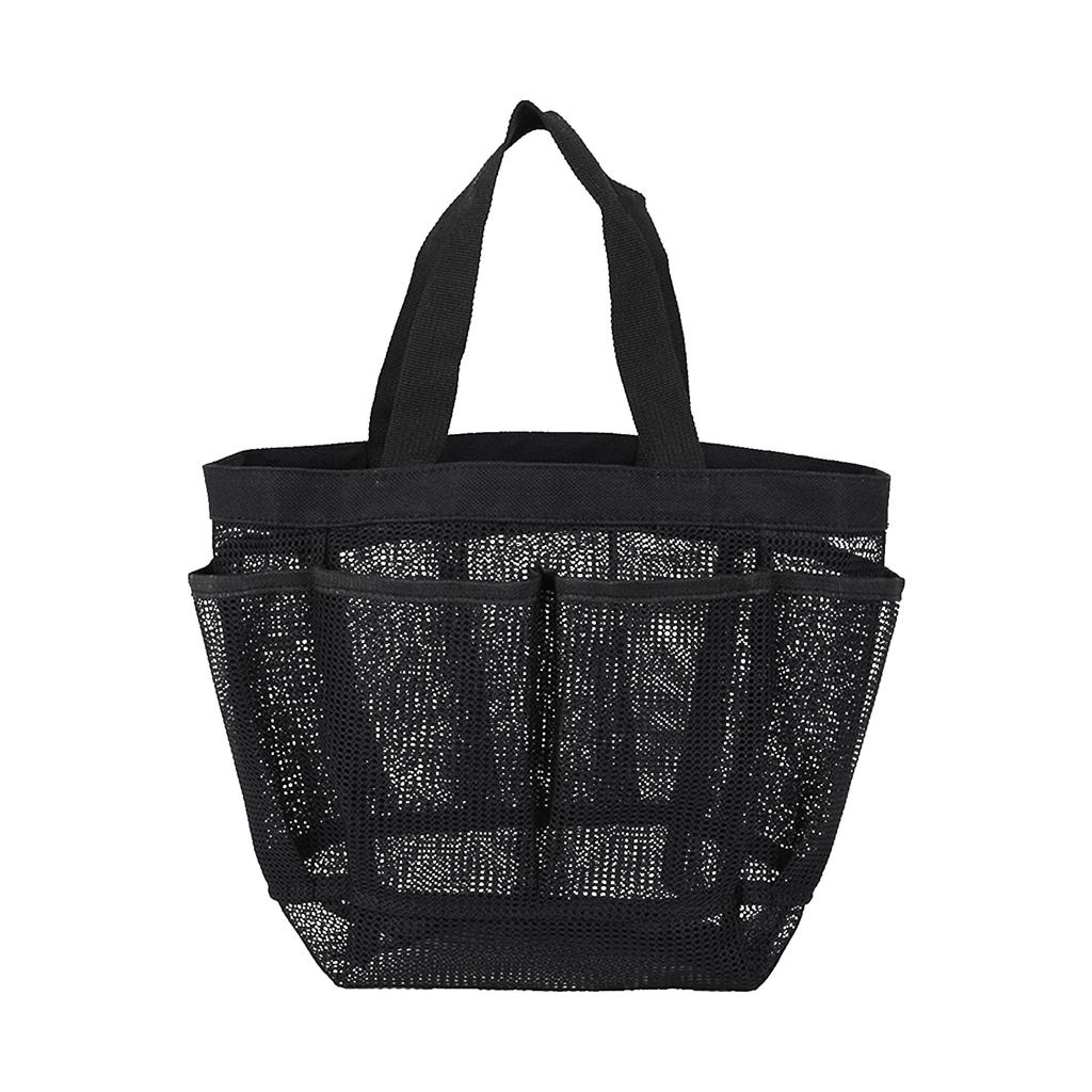 Mesh Shower Tote Bag with 7 Pockets Handle Bath Organizer Quick Dry Hanging Toiletry Bag for College Dorm Gym Bathroom