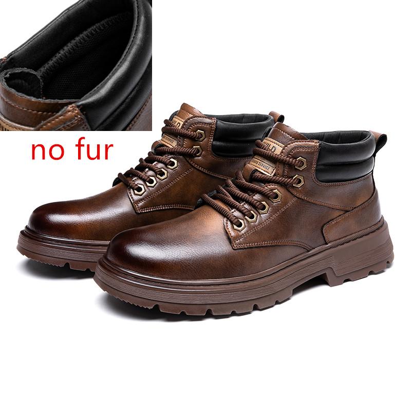 Fashion Men Retro Work Ankle Boots Winter Thick Bottom Casual ankle Boots Leather Chelsea Desert Waterproof Boots Male cotton shoes