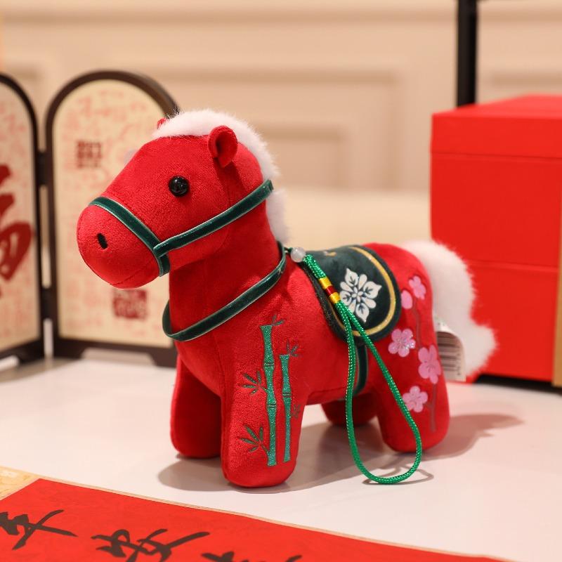 Horse mascot doll Folk style pony pendant Plush toy Zodiac horse doll Ragdoll