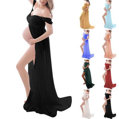Γυναικείο Maternity Off Shoulder Maxi Φόρεμα Φωτογραφίας Long Gow