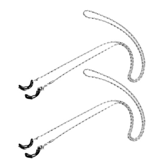 

2 шт., цепочка для очков, противоскользящая металлическая противоскользящая глянцевая анти-потерянная ювелирная цепочка, элегантный ремешок-держатель для очков серебряный