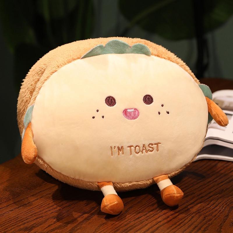 New  Kawaii Toast Bread Food Plush Toys Winter Handwarmer Stuffed Food Pillow Sofa Chair Cushion For Kids Xmas Birthday Gift