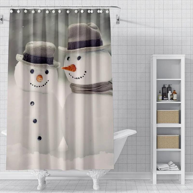 Home Decoration Shower Curtains For Bathroom Waterproof Curtain Fabric Modern Nordic Style Living Room Merry Christmas Winter