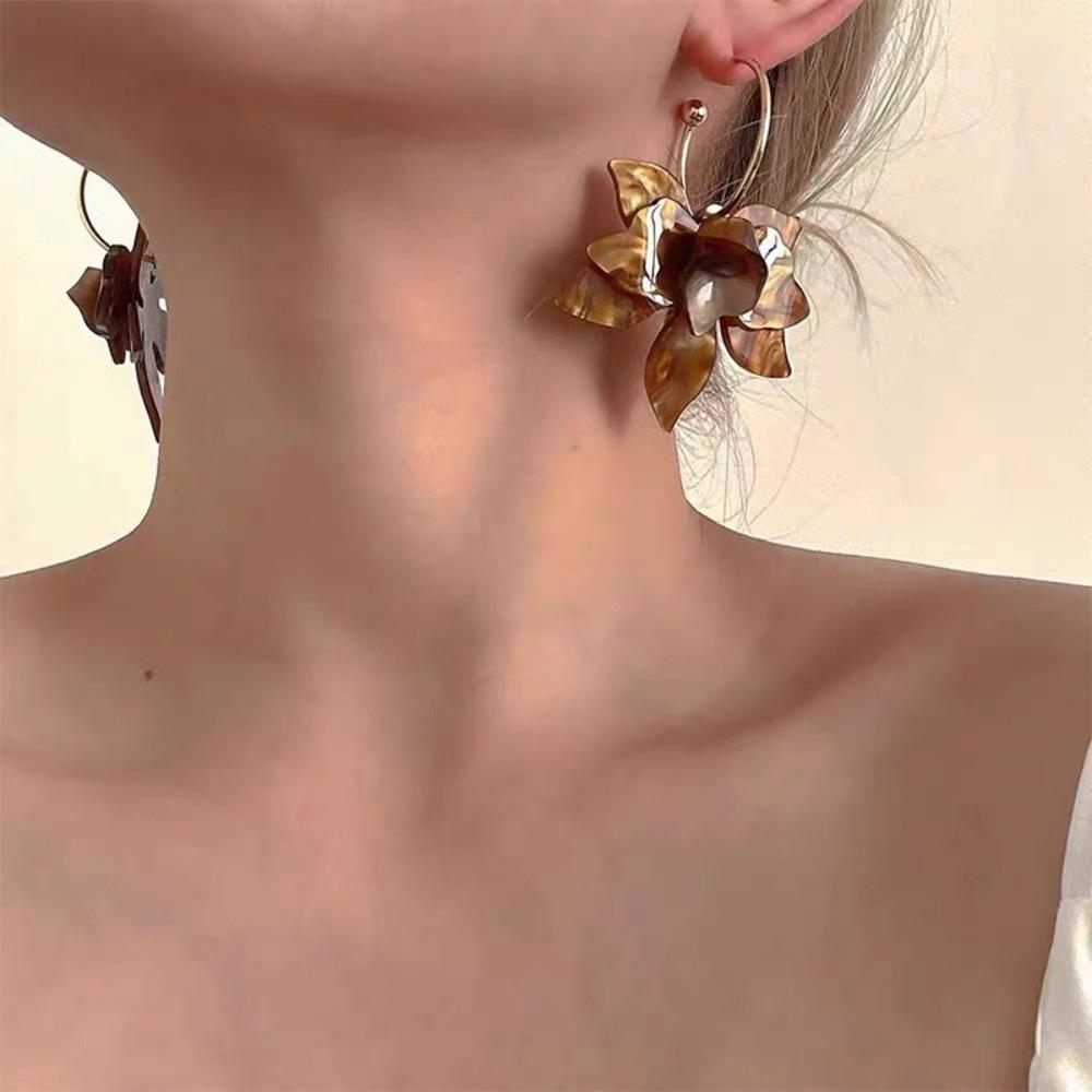 Acrylic Earrings Stud Floral Flower Drop Earring New Petal Earrings  Ladies Girls