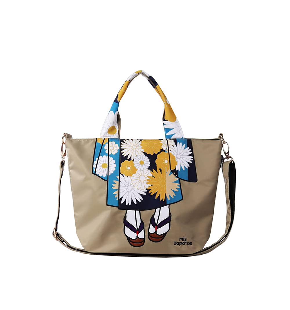 

Tote Bag Nylon Kimono Tote A4 Size Beige [Miss Zapato] B-7378 Women s бежевий