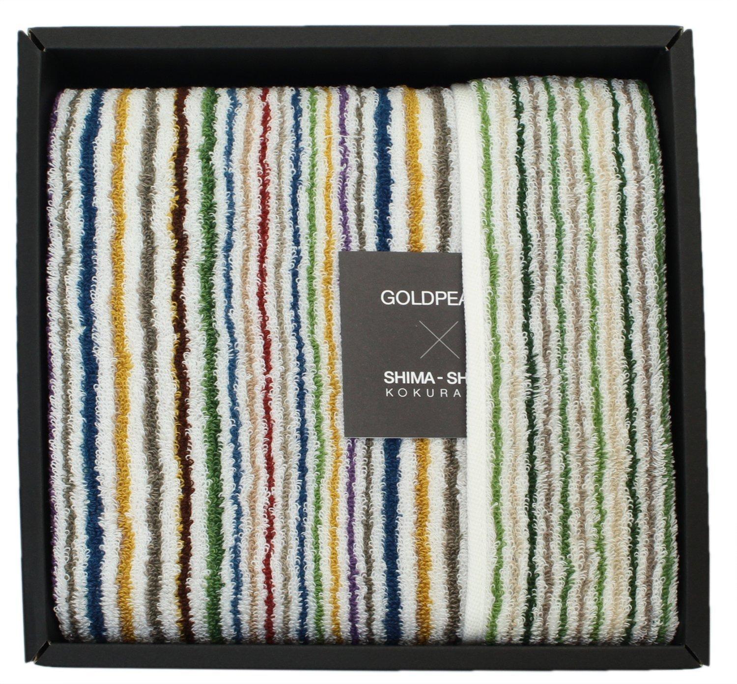 

Imabari Towel Face Striped Stripes x Gold 06 White Multicolor x White Rain Towel, Pearl,