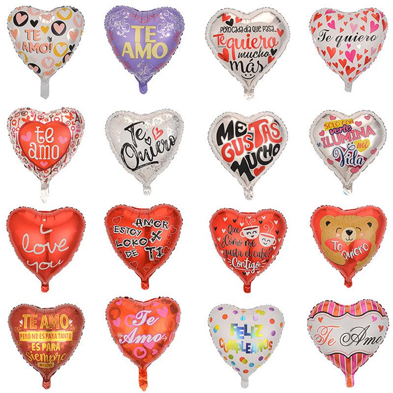 Spanish Balloon 18 Inch Valentine'S Day Love Balloon Spanish Heart-Shaped Aluminum Film Balloon Decoration