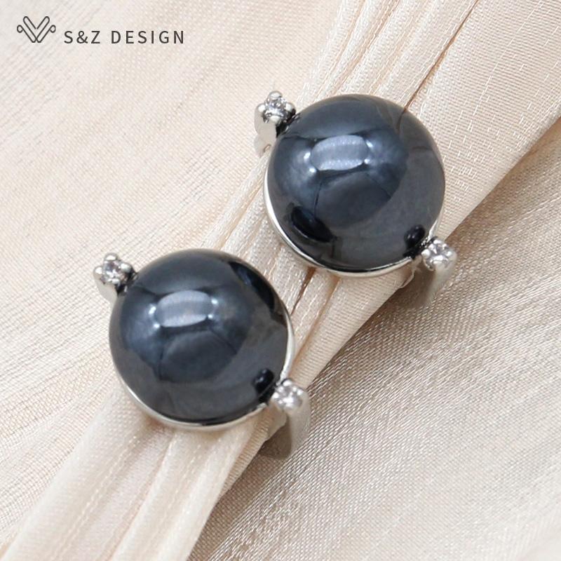 Mote Runde Simulert-perle Dråpeøreringer For Kvinner Bryllup Rose Gull Farge Cubic Zirconia Smykker Eardrop