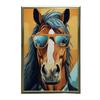 Stylish Horse With Glasses Stylish Horse With Glasses, 50X70 Cm, Dark Brown Wooden Frame, 230 Gsm Matte Paper