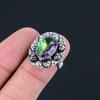 Natural Rainbow Mystic Topaz Stackable Ring Size 6.5 925 Silver For Women