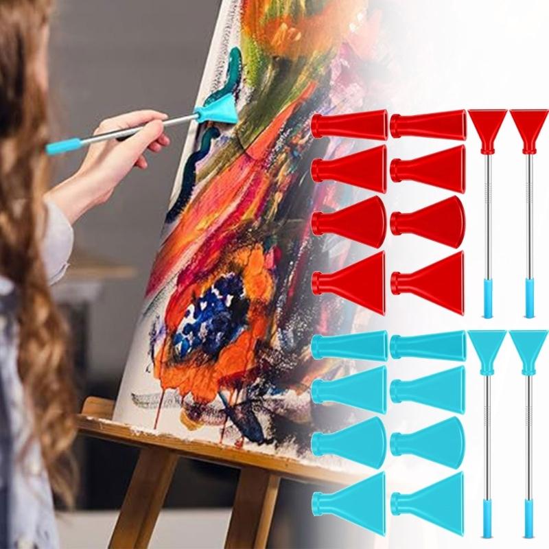 Multifunctional Acrylic Pouring Tool Set 8 Blowing Nozzles Stainless Steel Straws 4 Size Combinations Paint Supplies