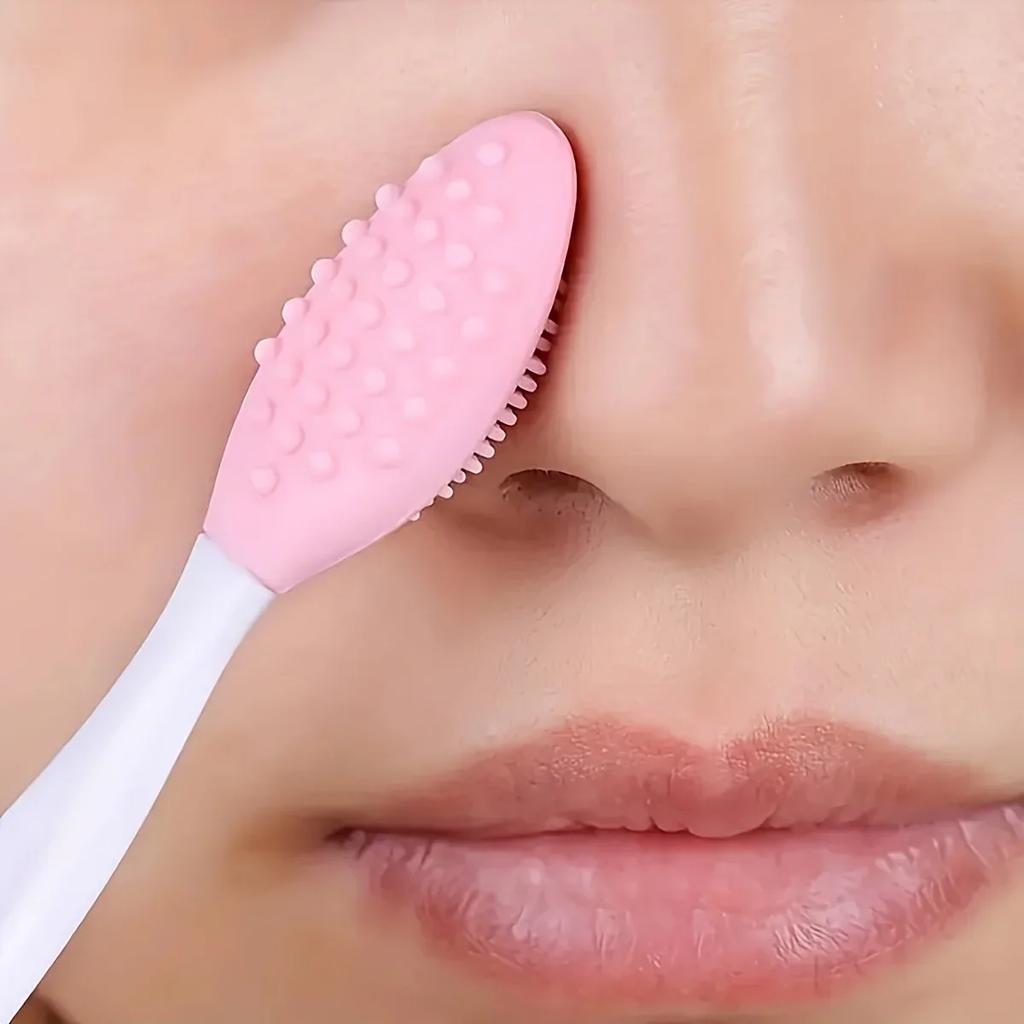 Skin care lip horniness removal facial cleanser, Face cleaning brush, blackhead removal silicone double-sided skin care tool.