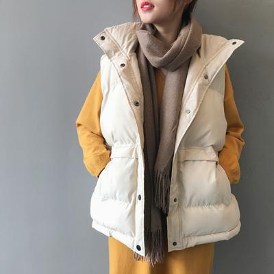 Women's Winter Solid Color Plus Size Warm Vest Fluffy Casual Button Warm Vest Sleeveless Vests