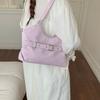 Solid Color Shoulder Bag with Buckle Strap Design Stylish Crossbody Bag for Daily Fashion Use