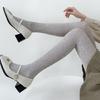 Women Twist Striped Pattern Opaque Tights Winter Fall Hosiery Elastic Jacquard Solid Color Pantyhose Stockings Leggings