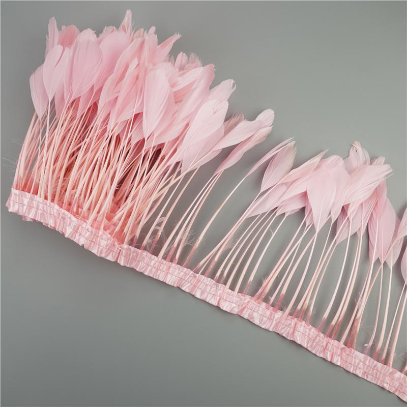 2Yards/Lot Stripped Coque Goose Feather Fringe Trimmings For Needlework And Handicrafts Wedding Decoration Carnival Accessories