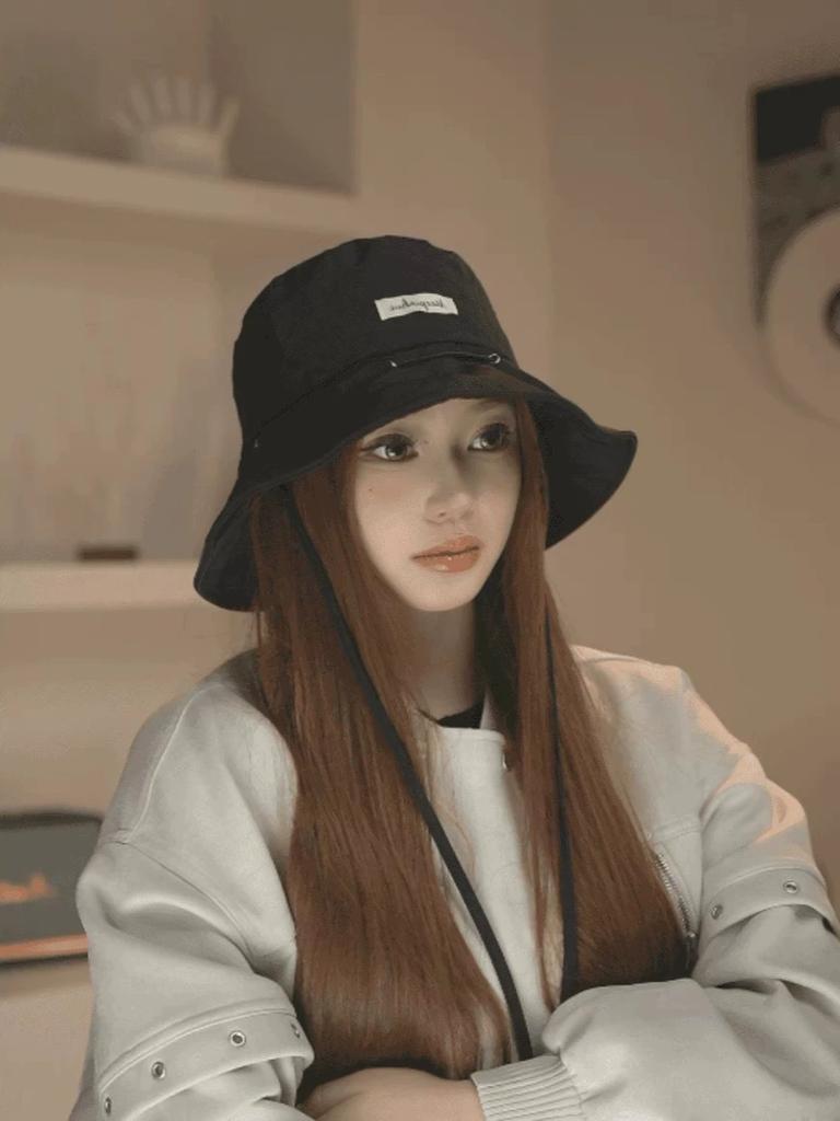 New Korean Dopamine Color Drawstring Bucket Hats for Women Summer Travel Sunscreen Versatile Multi-functional Basin Caps 2025