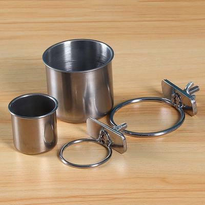 Hanging Cage Bowl For Pet Birds Anti-Turnover Stainless Steel Feeding Food Drinking Feeder Dish Clamp-On Water Drinker Cage Cup