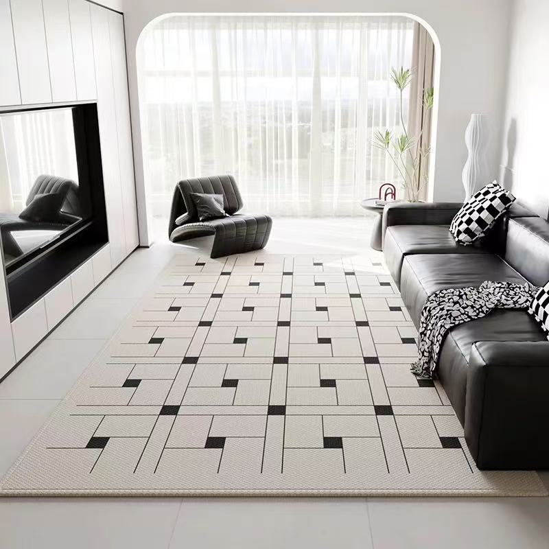 Nordic Geometric Style Carpet Light Luxury High-End Feel Living Room Sofa Mat Bedroom Anti-Slip Foot Mat Home Decoration