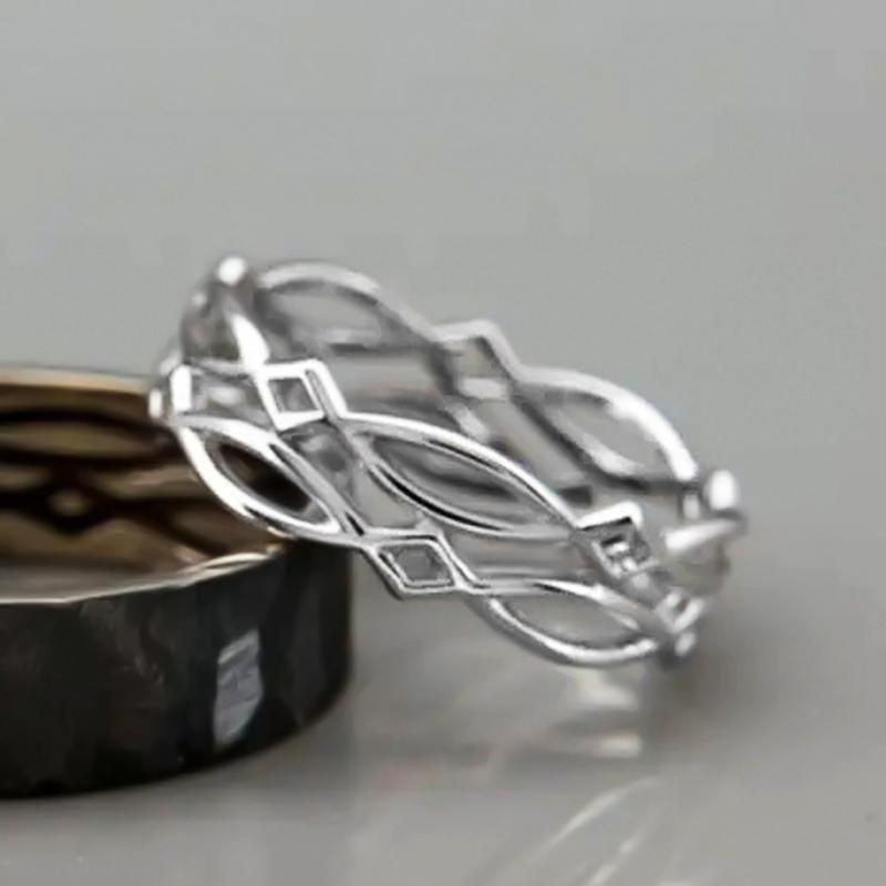 Huitan Hollow Band  Color Finger Ring for Women Daily Wear Statement Rings Modern Fashion Design Metal Accessories Jewelry