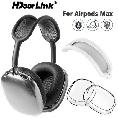 HdoorLink Husă moale, transparentă, anti-zgârieturi, 2 buc pentru AirPods Max TPU, fără fir, căști rezistente la șoc, husă de protecție.
