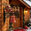 Outdoor Garden Entrance Accents Christmas Bell Wall Hanging Decoration, Santa Sleigh Reindeer Ornament, Large Decorative Anniversary Birthday