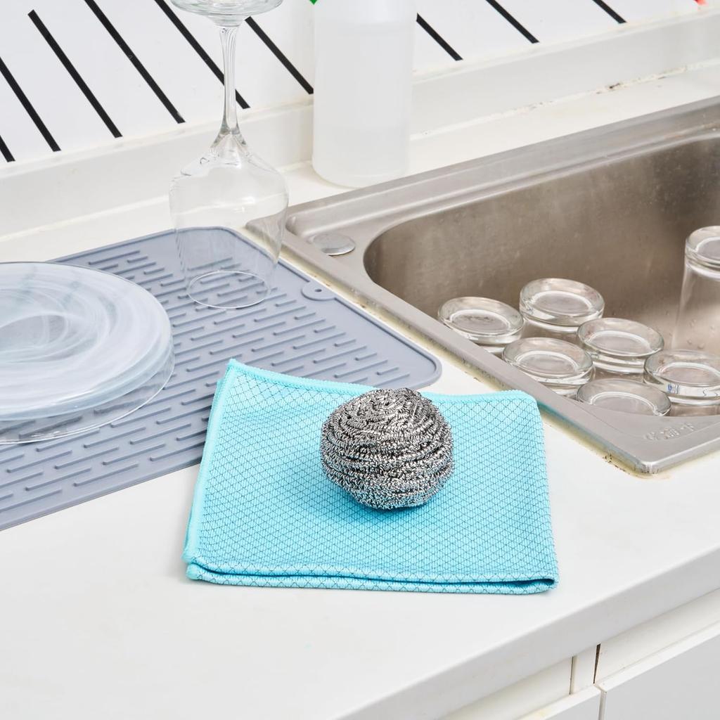 20 Pcs 401 Stainless Steel Scouring Pads 31cm, Heavy Duty Cleaning Pads for Kitchen Pots Pans, Rust Remover