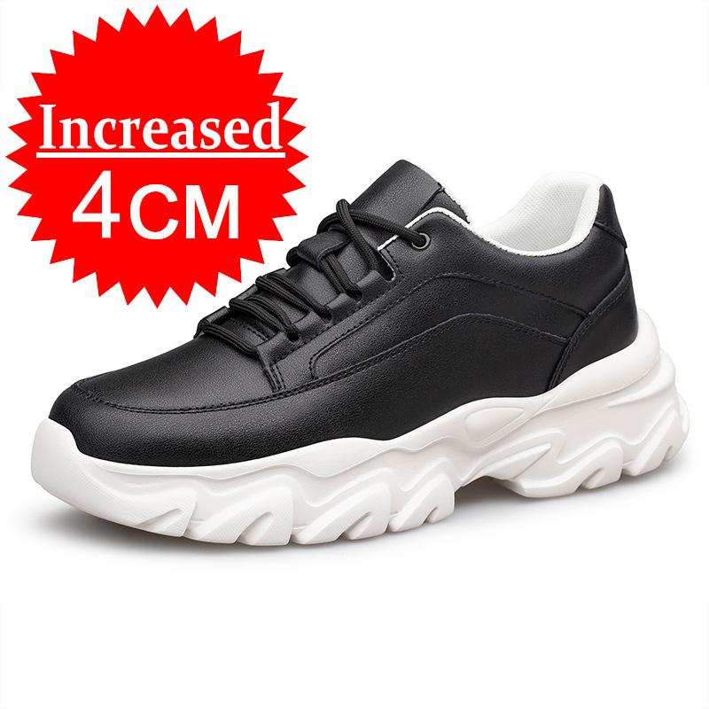 Men Genuine Leather Sneakers Elevator Shoes Invisible Breathable Heightening Shoes 6/8CM Men Casual Sneakers Board Tennis Shoes