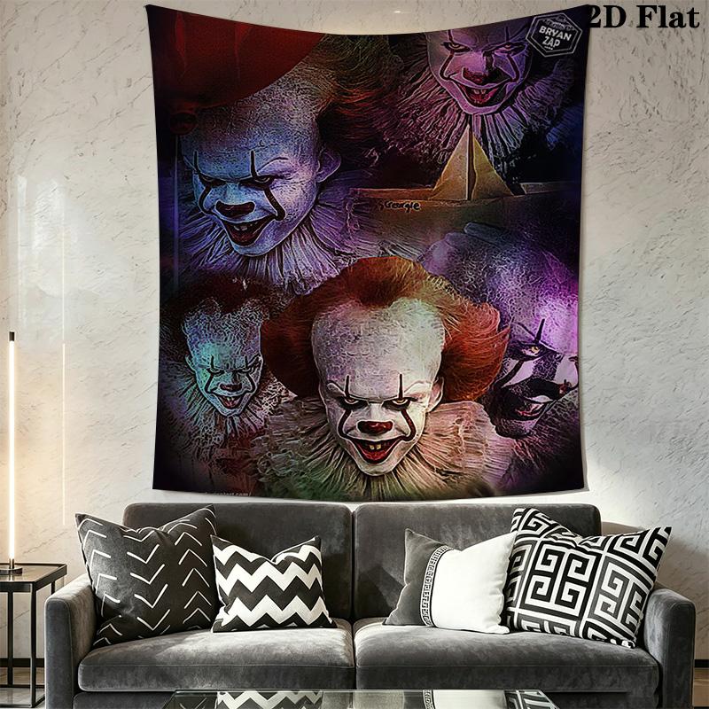 Creepy Clown Tapestry Spooky Room Tapestry Wallmounted Fashion Print Homestay Soft Decoration Tapestry Wall Decoration Home Decor