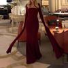2026 European and American Women's Clothing, New Summer Models, Fashionable and Elegant Banquet Dresses, Solid-color Slim-fit Hip-wrapped Dresses.