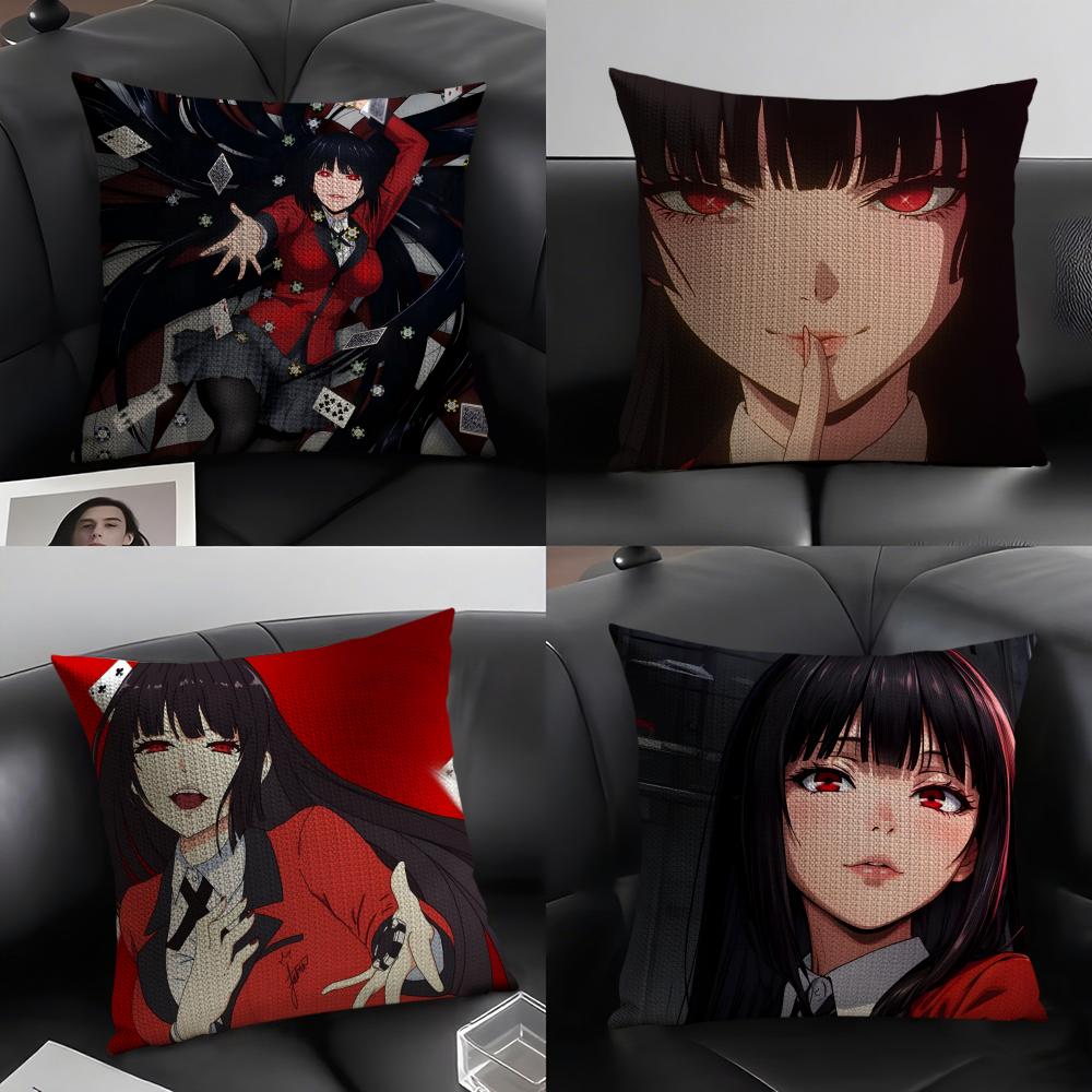 Anime Comics K-Kakegurui Yumeko Jabami Pillow Case Natural Linen Double-Sided Printing Sofa Home Decor Cushion Cover