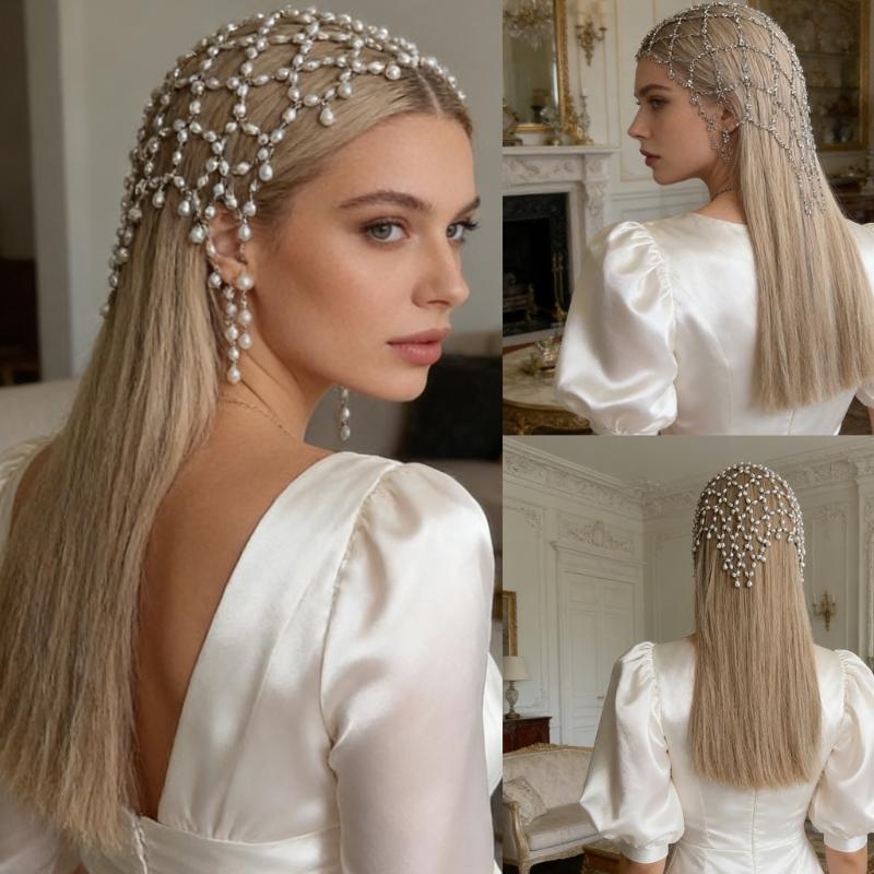 Stylish Artificial Pearls Hair Chain Hair Jewelry Perfect For Formal Event And Everyday Wear Comfortable Headpiece