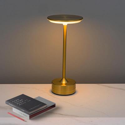 LED Retro Dotyková Stolní Lampa – Indukční Design Létajícího Talíře pro Hotely a Restaurace, Dobíjecí Kovové Svítidlo ve Tvaru I.