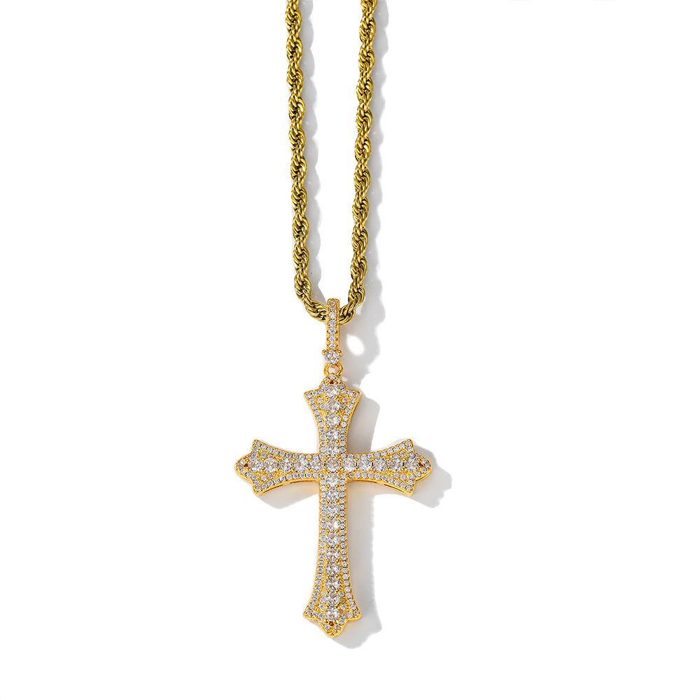 Cross Hip-Hop Pendant Round Zircon Micro-Inlaid Retro Personality Men'S And Women'S Hip-Hop Trendy Jewelry