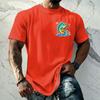 Men's Vintage Textured Print Short Sleeve T Shirt Loose Fit Casual Summer Daily Wear Top with Graphic Fish Design