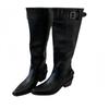 Women with Big Tube Circumference Boots 2025 Autumn and Winter Look Thin But Knee Long Boots Pointed Thick Heel Belt Buckle Pile Boots Women