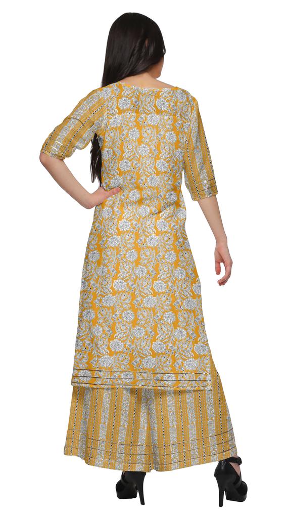Moomaya V Neck Printed Kurta And Palazzo Pant Set Ethnic Wear Dress For
