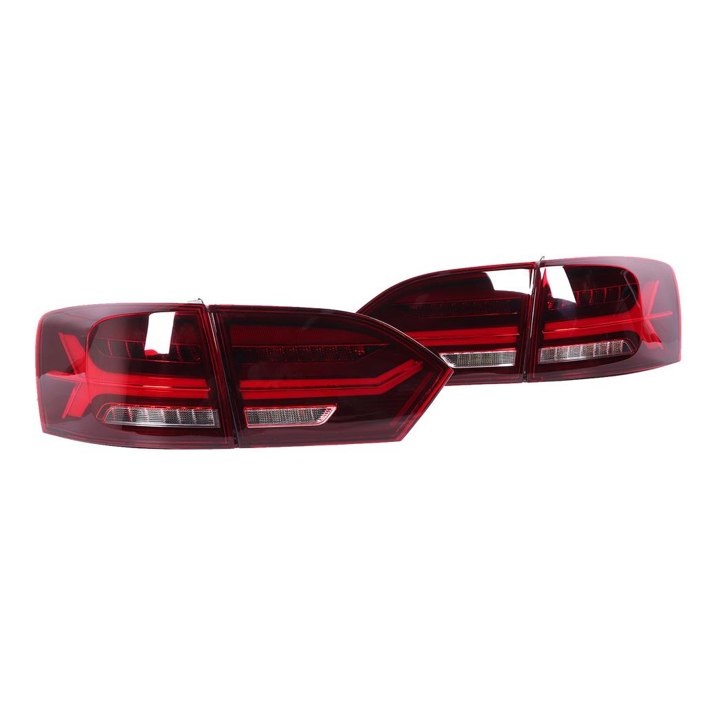 VLAND Full LED Dynamic Tail Lights Cherry Red Lens IP67 Waterproof Fit for MK6 2011 2014