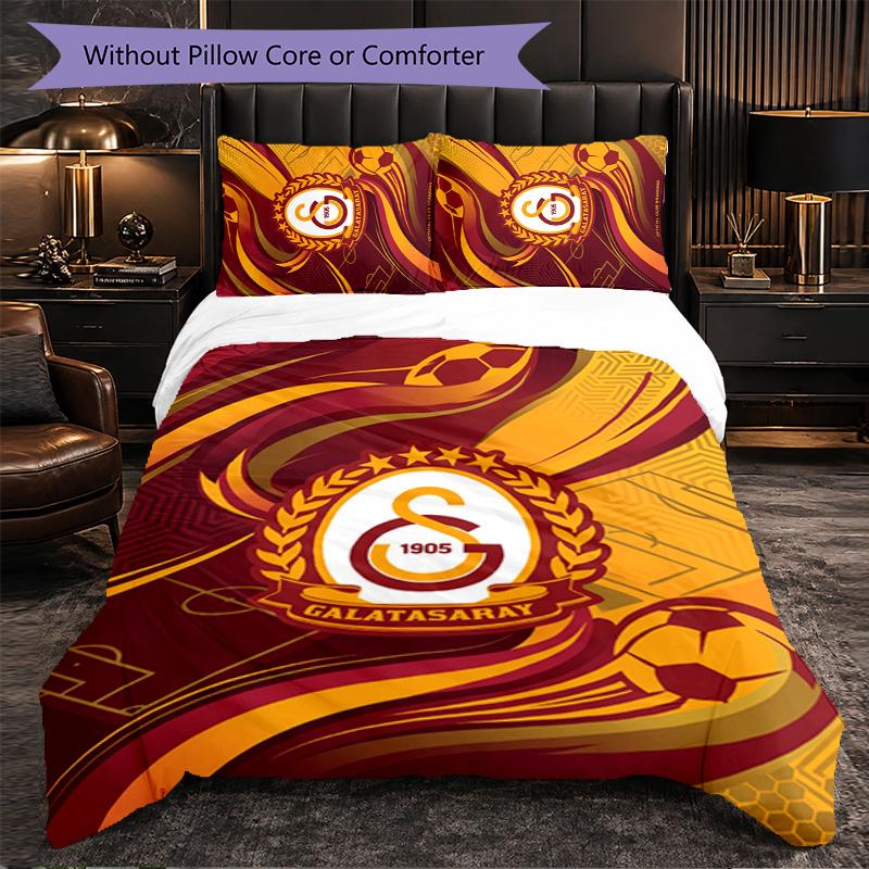 Biancheria da letto a tema Galatasaray FC Set 3 Pezzi Copripiumino Biancheria da letto decorativa per camera da letto per adolescenti Decorazione per la casa