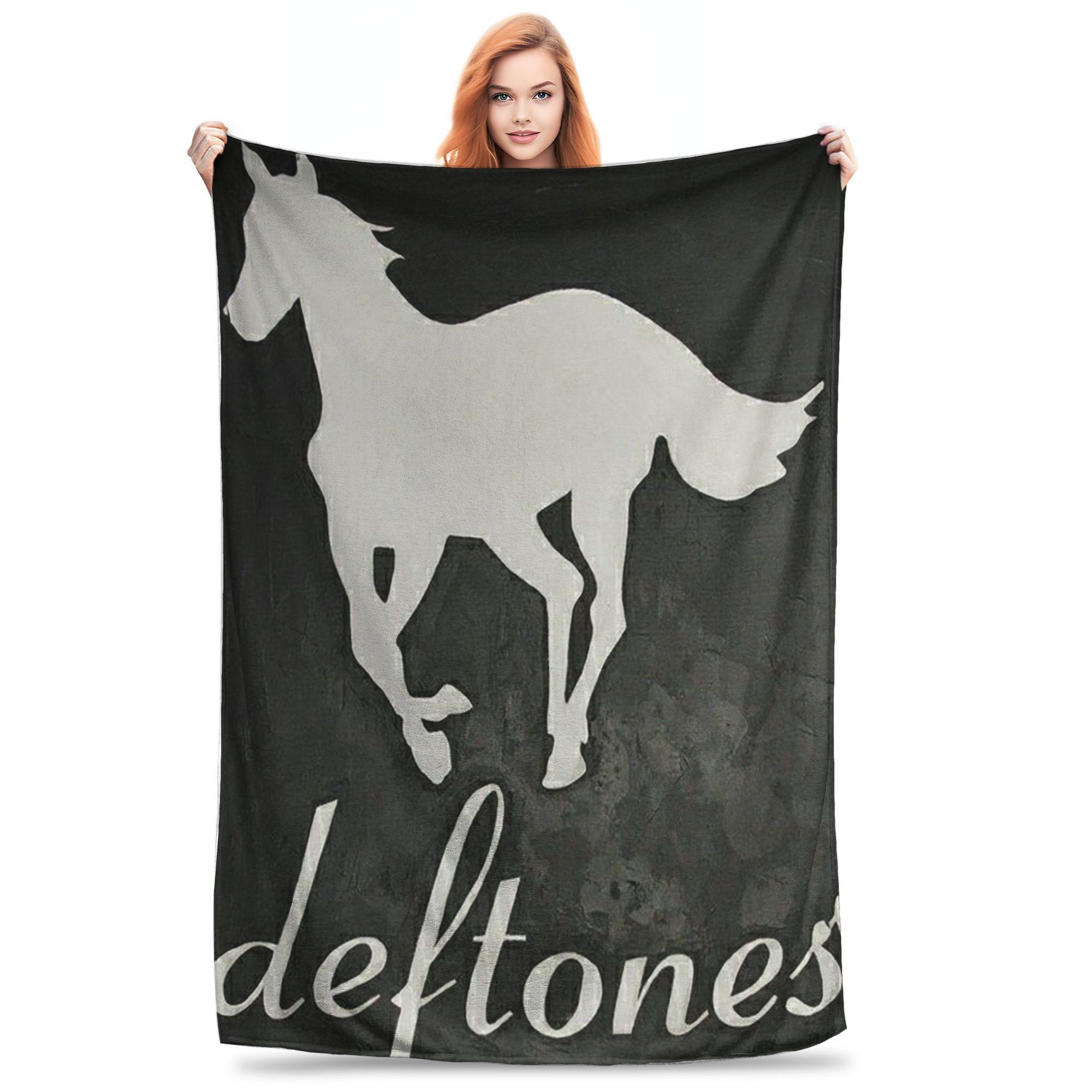 

Flannel Throw Blanket Vintage Deftones Metal Band White Pony Album Warm Plush Blankets Soft Bedding for Living room Picnic Sofa 80x120cm
